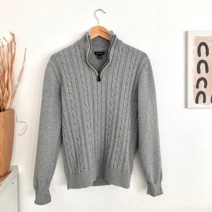 Vintage Gray Half Zip Long Sleeve Sweater